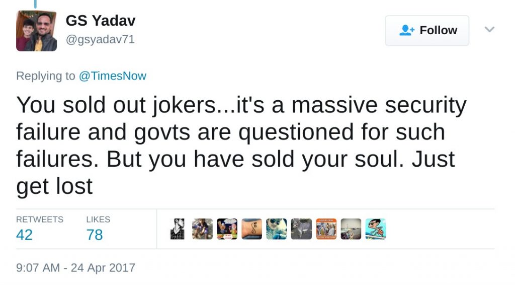 You sold out jokers...it's a massive security failure and govts are questioned for such failures. But you have sold your soul. Just get lost