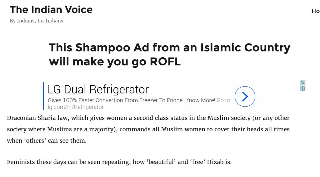 This Shampoo Ad from an Islamic Country will make you go ROFL draonian sharia law which gives women a second class status in Muslim society