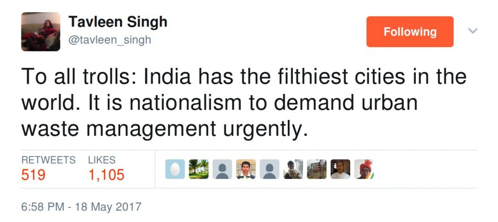 Tavleen Singh: To all trolls: India has the filthiest cities in the world. It is nationalism to demand urban waste management urgently.
