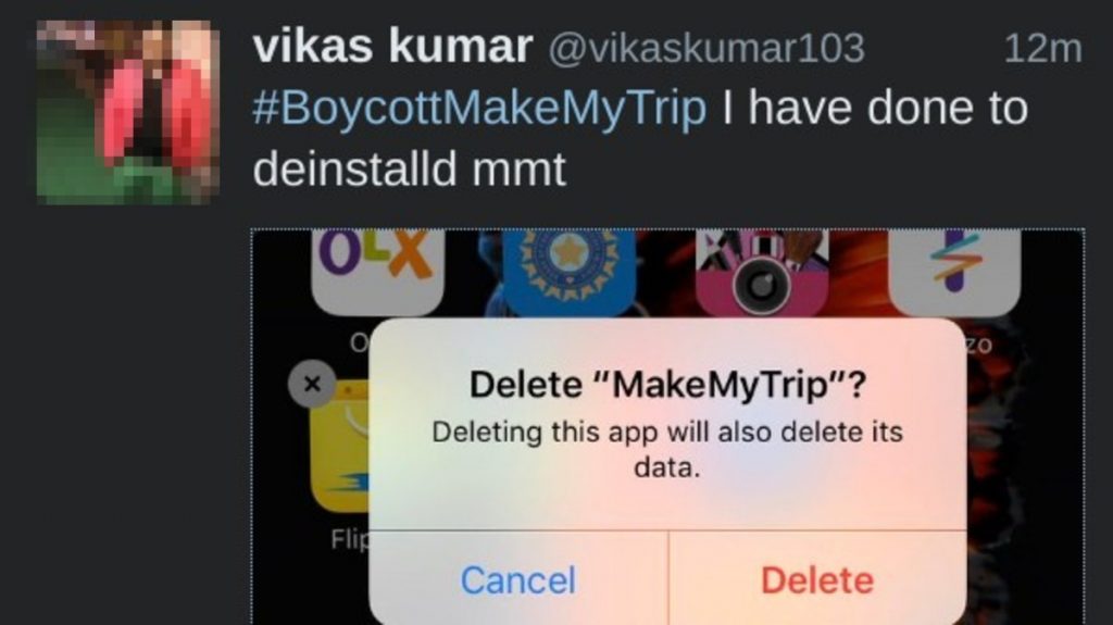 Coordinated troll attack on MakeMyTrip following tweets on beef ban by the co-founder. Ease of doing business?