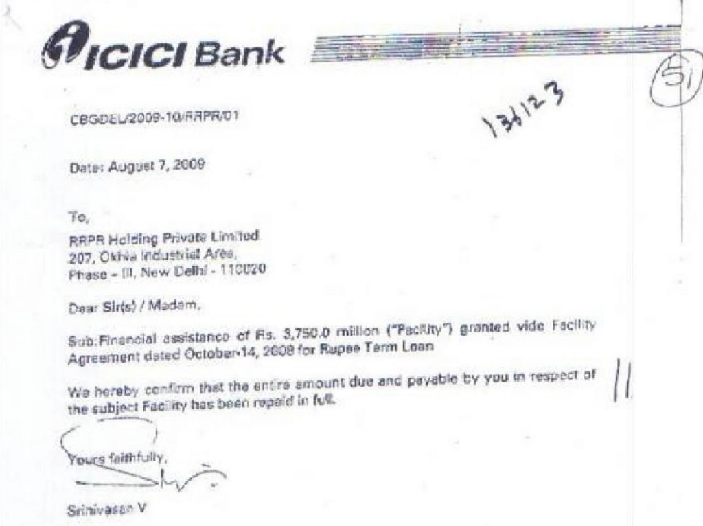ICICI bank loan repayment statement