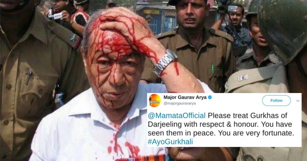 Major Gaurav Arya circulates a fake image as evidence of lathi-charge by West Bengal Police