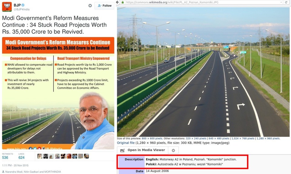 BJPs-official-Twitter-account-uses-imagery-of-Motorway-A2-of-Poland-to-show-Modijis-achievements-Photoshop-Zindabad-Development-Murdabad