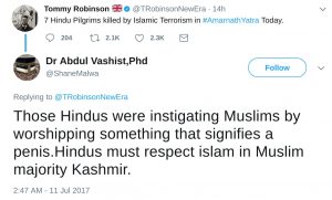 Abdul Vashist, Those Hindus were instigating Muslims by worshipping something that signifies a penis. Hindus must respect islam in Muslim Majority Kashmir