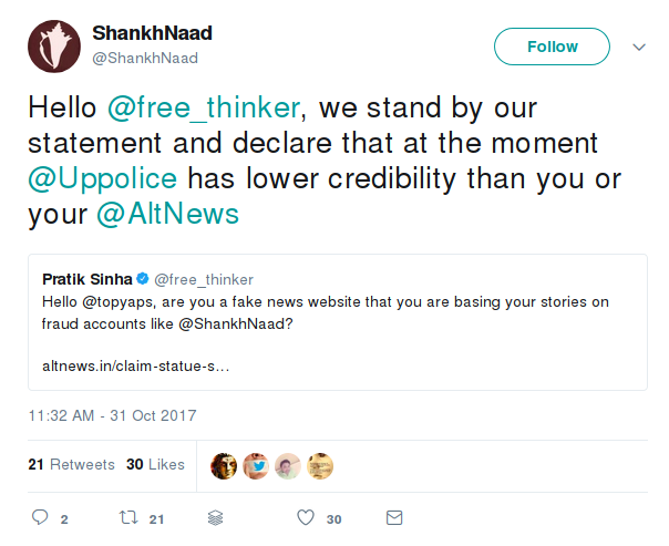 shankhnaad refused to delete fake post