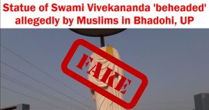 statue of swami vivekananda beheaded by Muslims in Bhadohi