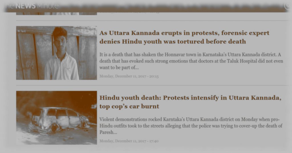 Journalism: The News Minute’s coverage of Paresh Mesta incident