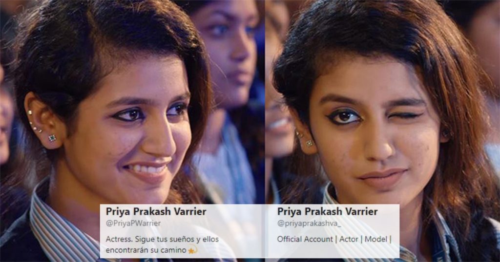Priya Prakash Varrier – Dozens of fake social media profiles mushroom overnight