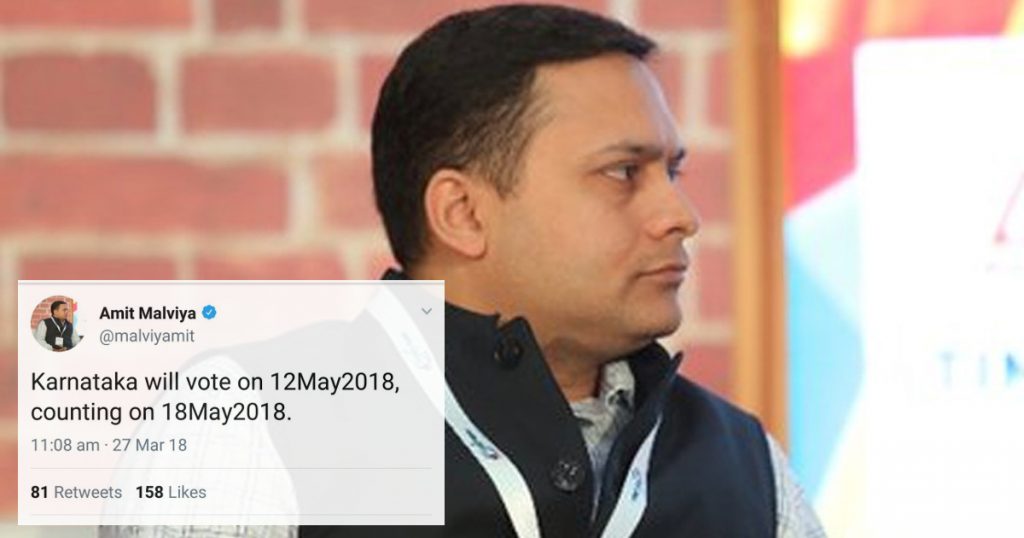 Fact check: Was Amit Malviya the first to tweet about Karnataka poll dates?