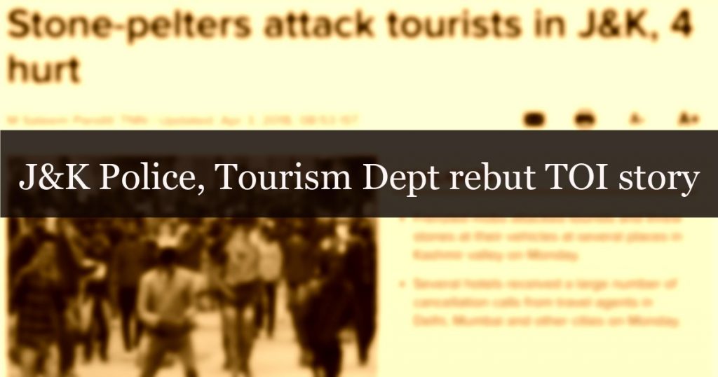 J&K Police, Tourism Dept rebut Times of India report of attack on tourists by stone pelters