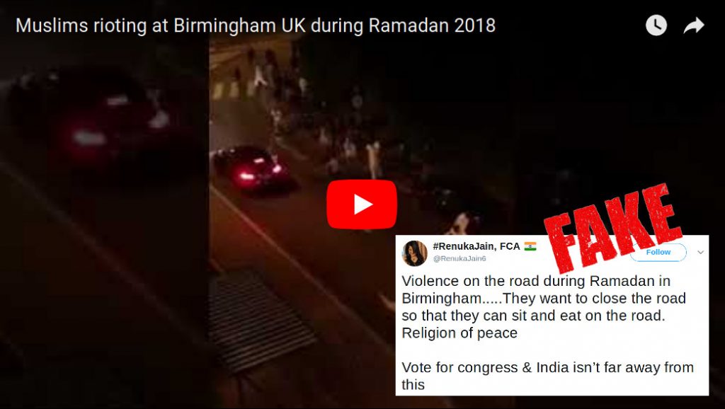 Football related hooliganism in Switzerland shared as rioting by Muslims during Ramazan in UK