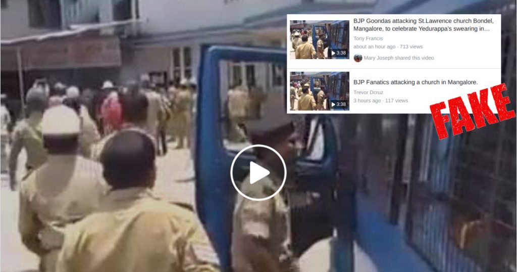 10 year old video being shared as BJP/RSS cadre attacking a church in Mangalore