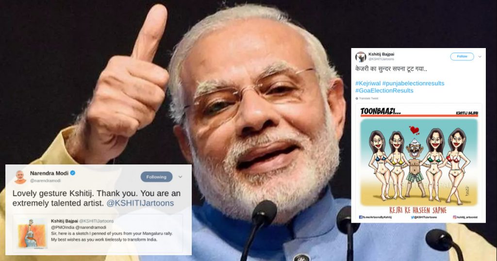 Maker of crass, communal and misogynistic cartoons praised by PM Modi on Twitter