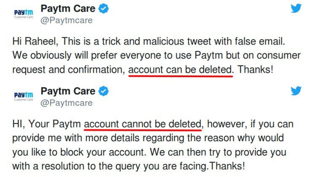 Paytm support caught bluffing, misleads users on account deletion process