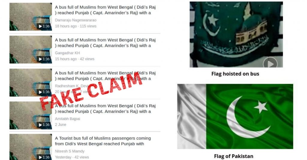 Did ‘bus full of Muslims from West Bengal’ hoist Pakistani flag?