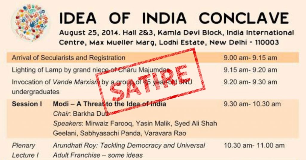 Why so serious? Image from old satirical article shared as anti-Modi conclave schedule