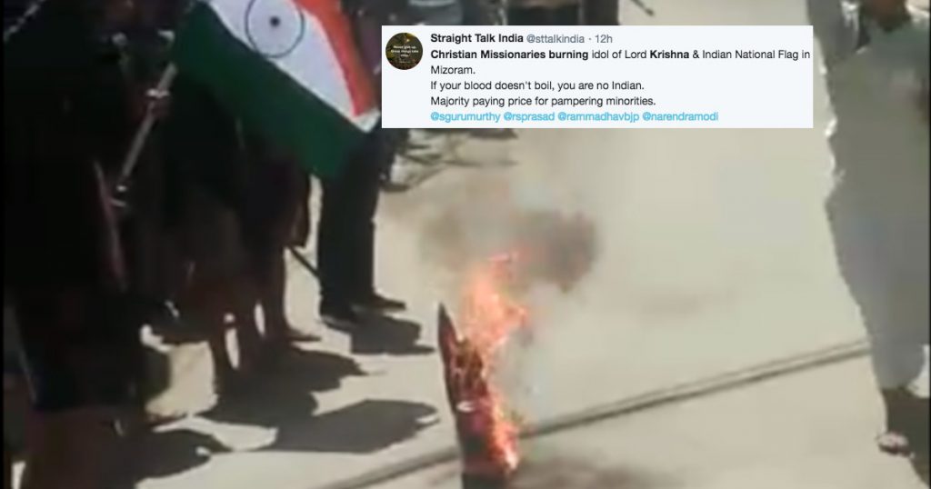 Viral: Old video of Christian group burning idol of Hindu deity and Indian flag in Mizoram