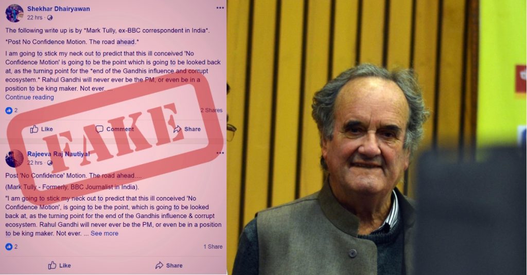 Viral: Article criticizing Gandhi family falsely ascribed to journalist Mark Tully