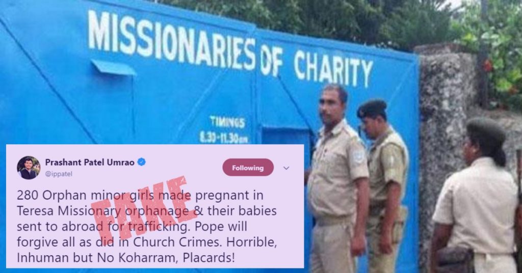 “280 orphan minor girls made pregnant in Teresa missionary”: Prashant Patel Umrao falsely claims