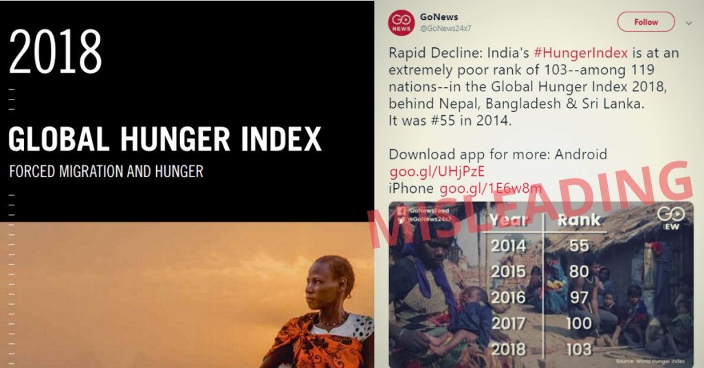 Fact-check: Did India fall from 55 to 103 in Global Hunger Index rankings between 2014-18?
