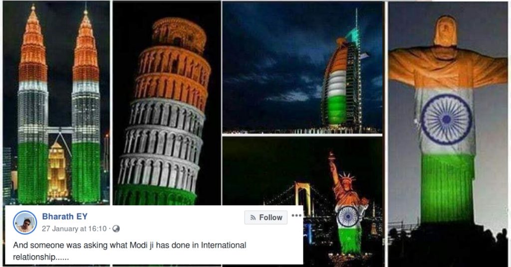 Viral images of Indian flag beamed on International monuments are not real
