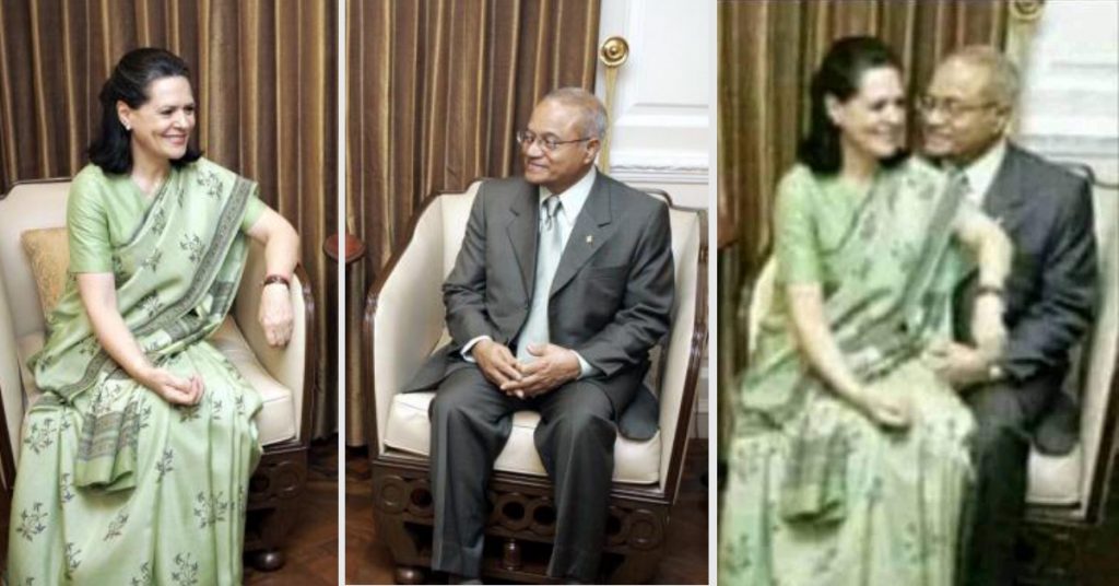 Mischievously photoshopped image of Sonia Gandhi shared on social media