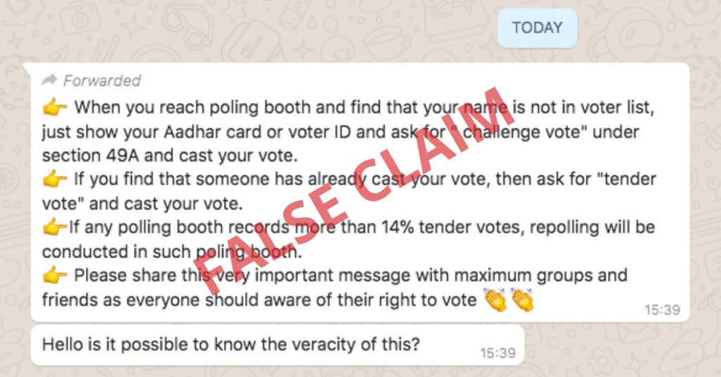 False claim: Voters can ask for ‘challenge vote’ if name is missing from electoral roll