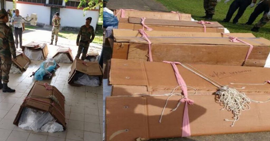 No, cops killed in recent Maoist attack were not wrapped in cardboard boxes; old images