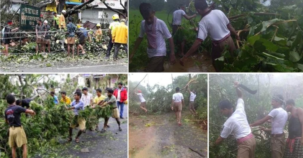Old images shared as RSS workers providing relief during Cyclone Fani in Odisha