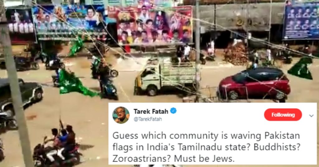 Tarek Fatah tweets video of Islamic flags waved during Ramzan as ‘Pakistani flags’