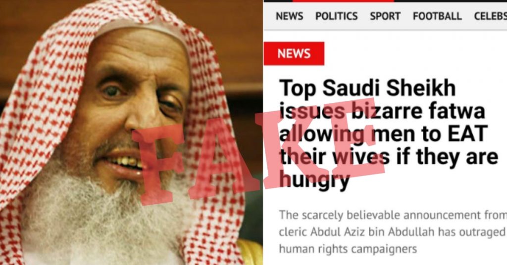 Saudi cleric issues fatwa allowing men to eat their wives if hungry? 4-year-old fake news revived