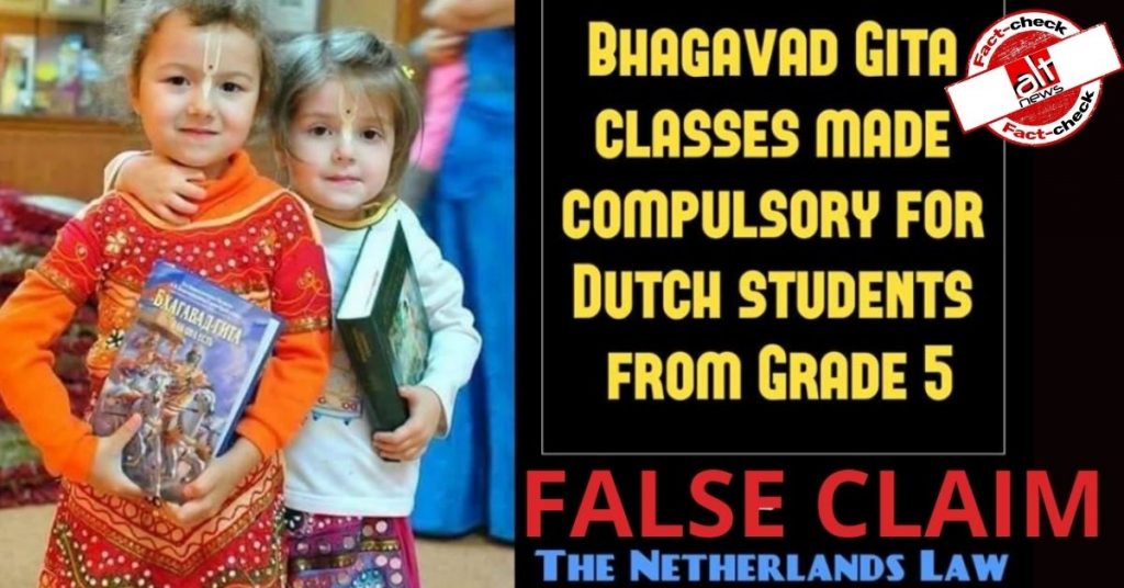 False claim: Bhagavad Gita made compulsory in primary schools in the Netherlands