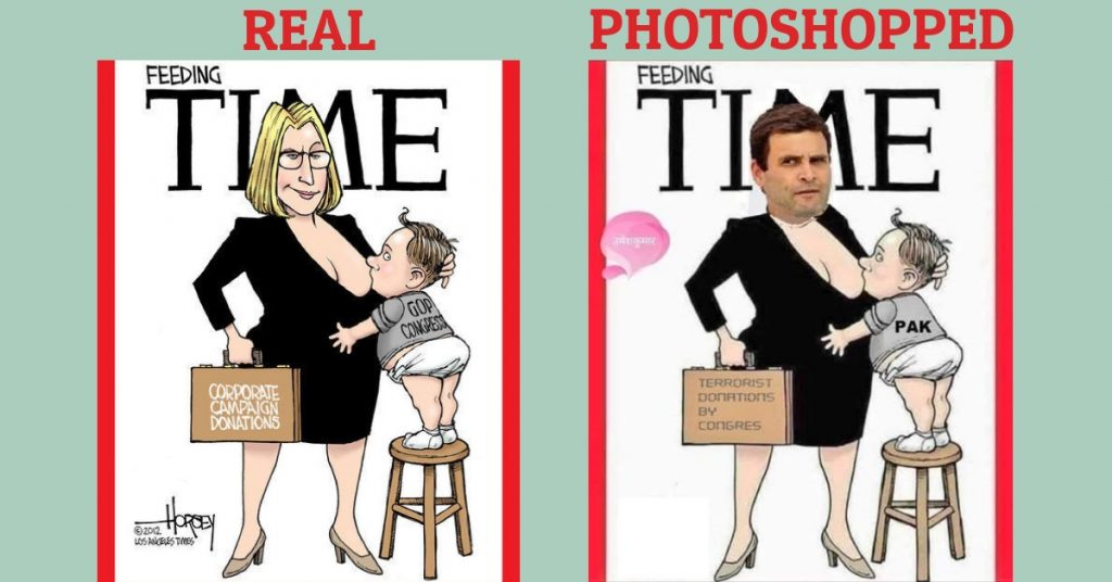 LA Times cartoon edited to target Rahul Gandhi, was earlier used against Modi