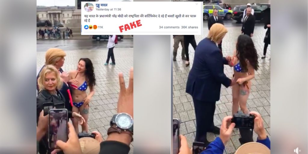 Social media users foxed by video of Trump lookalike ‘groping’ a woman
