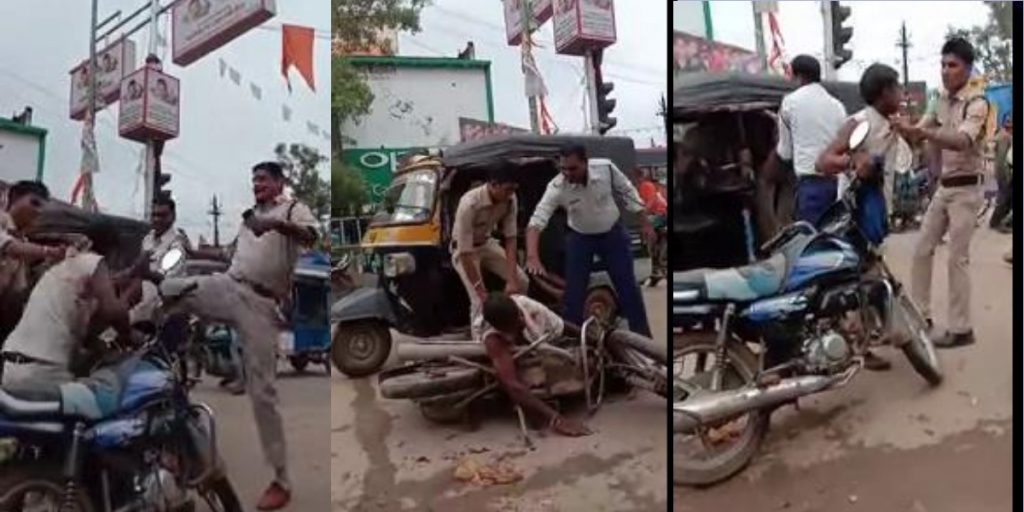 Video from Chhattisgarh showing police thrashing biker shared with false claim