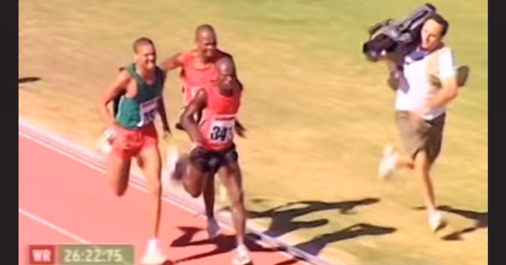 Sports drink commercial shared as cameraman beating athletes in race