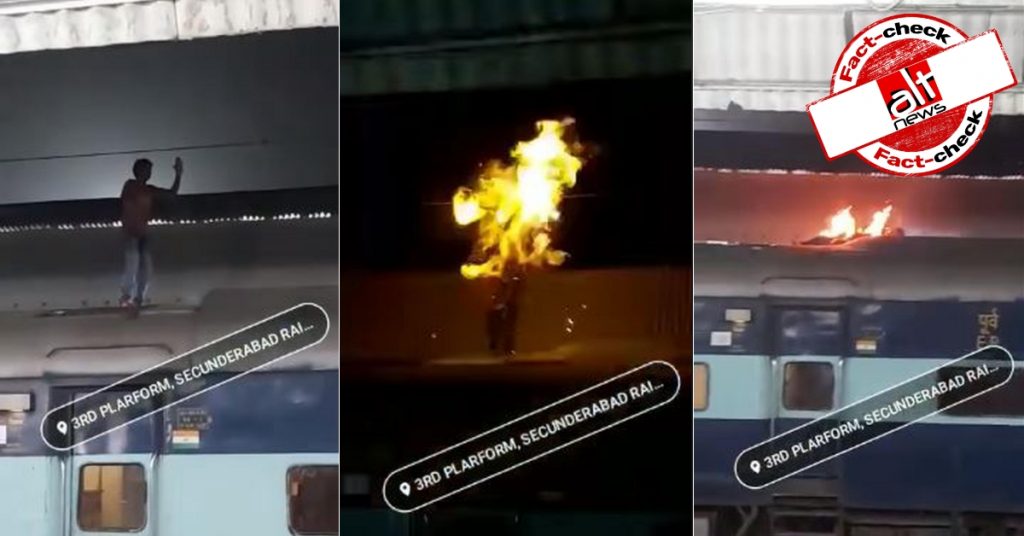 Video from West Bengal showing man electrocuted atop train shared as Secunderabad