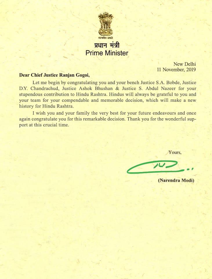 Fact check Did PM Modi Write A Congratulatory Letter To CJI After 