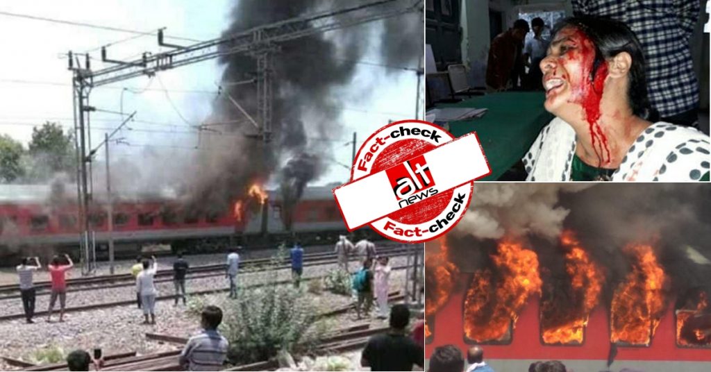 Unrelated images of burning trains, injured woman shared amidst anti-CAB protests