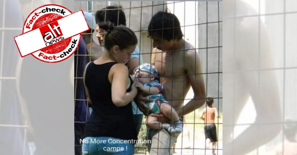 No, photo of mother breastfeeding baby through a fence is not related to NRC