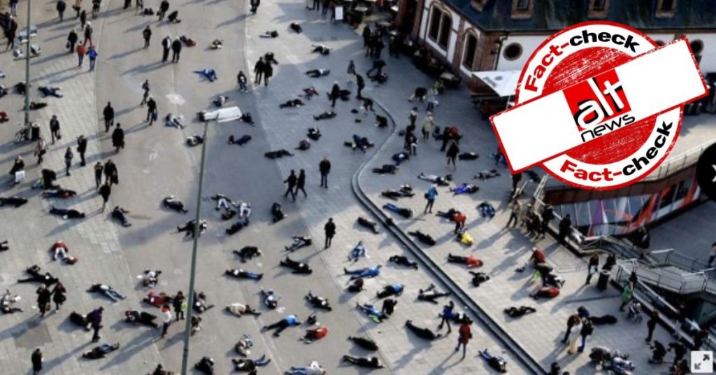 People lying on the road as part of an art project in Germany falsely linked to Coronavirus
