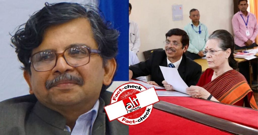 No, this isn’t Justice Murlidhar with Sonia Gandhi when she filed nomination papers