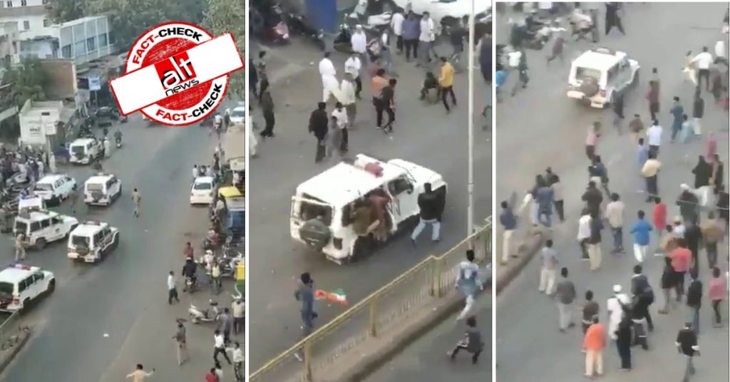 Old video of mob pelting stones at police in Ahmedabad shared as Delhi riots