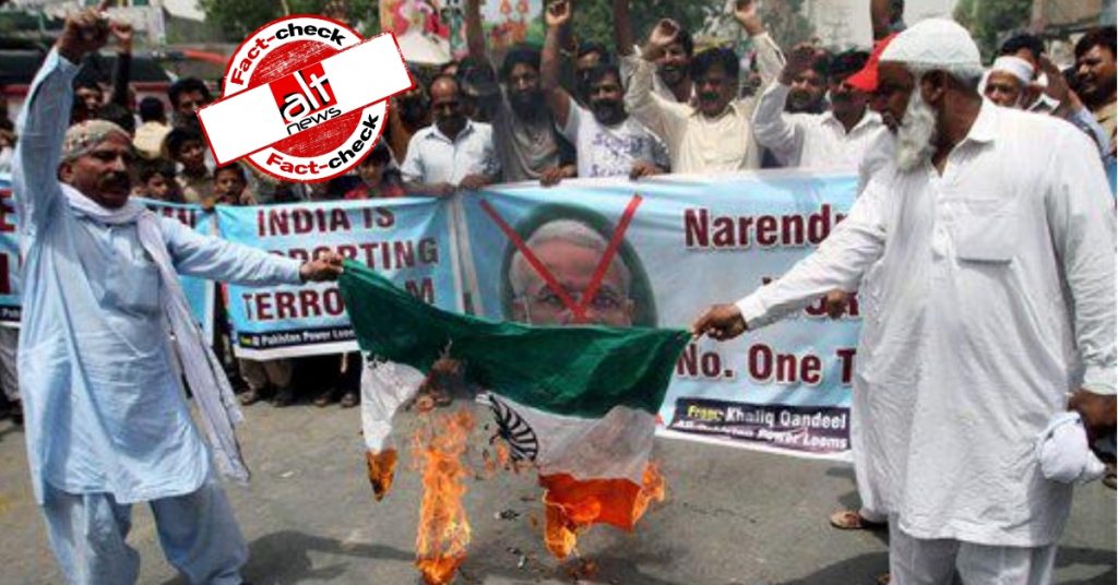 Old image from Pakistan shared as Shaheen Bagh protesters burning Indian flag