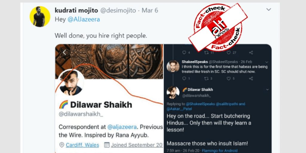 Twitter account with provocative tweets falsely claims to be Al Jazeera correspondent