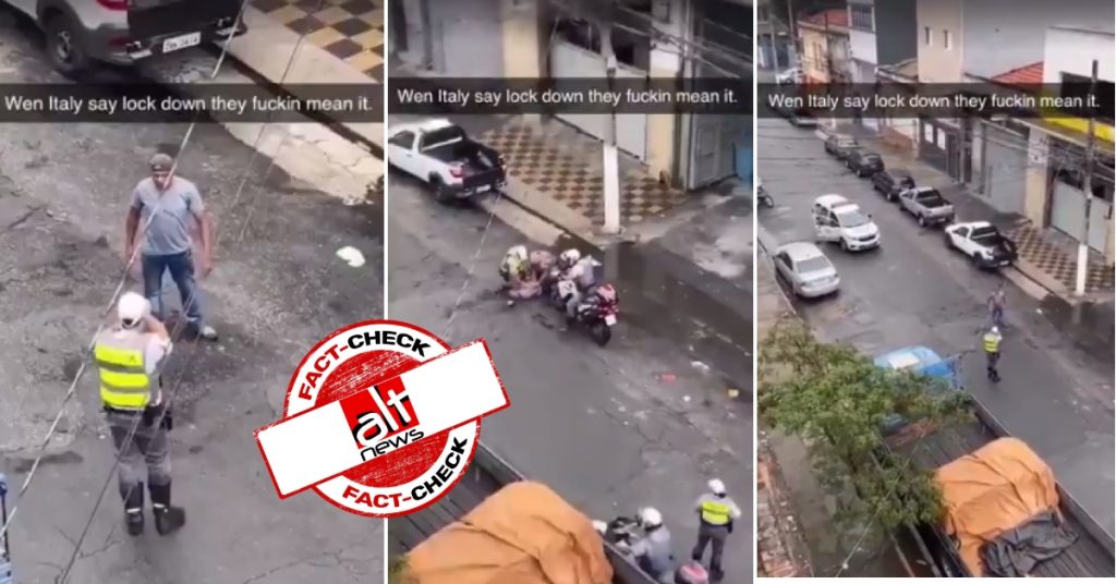 Unrelated incident from Brazil viral as Italian police arresting man during COVID-19 lockdown