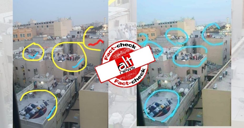 Image of Muslims offering namaz on rooftops in groups is from Dubai