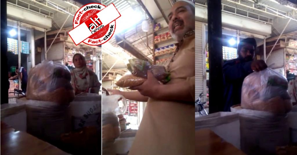 Video of man selling relief material at grocery shop is from Pakistan