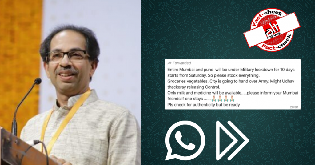 Viral message falsely claims Mumbai and Pune to be under military lockdown, CM debunks rumour