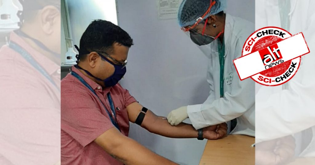 Viral photo does not show Bharat Biotech’s VP taking first dose of COVID vaccine ‘Covaxin’